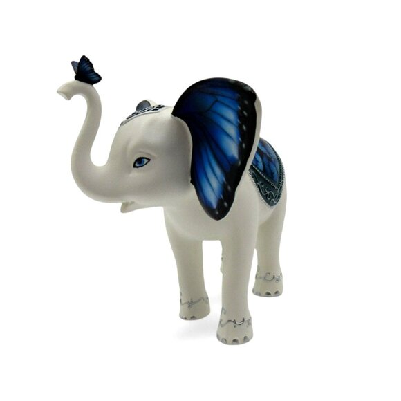 Hamilton Collection BLUE MAJESTY Elephant Figurine Butterfly and Floral Details - Picture 2 of 11